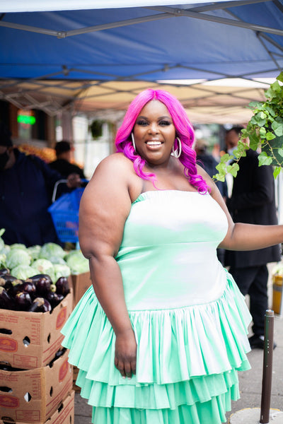 Nova Dress Courtney Noelle Plus size Clothing Mint Green Ruffle Off the  shoulder Dress  Courtney Noelle Inc
